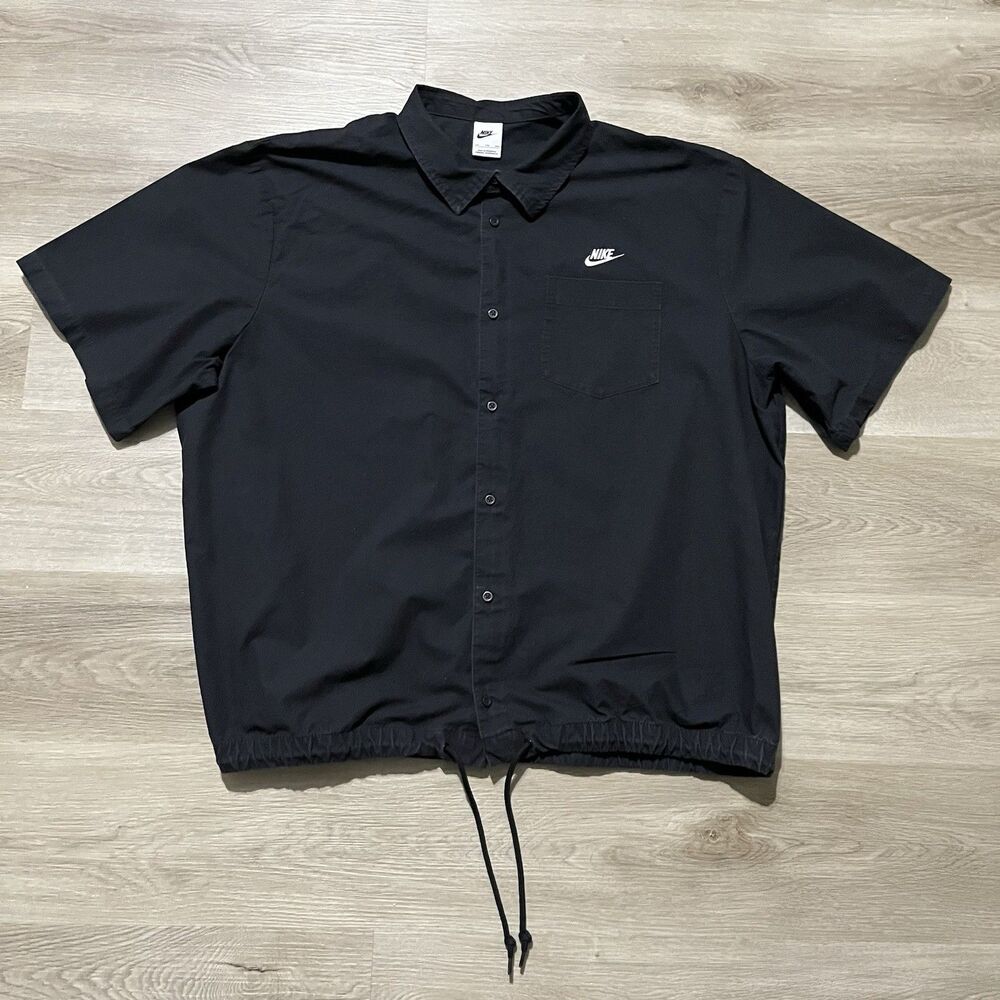 Nike Club Black Short Sleeve Oxford Button Front Shirt Men’s Size XXL